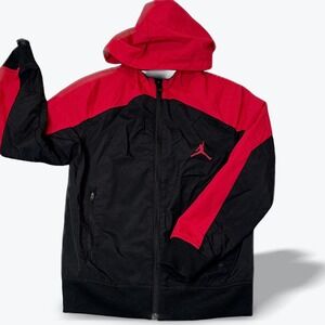 Kids Jordan Hooded Windbreaker  Rain Jacket Zip Up Basketball Athletic Med 10 12